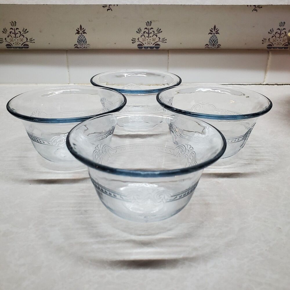 Philbe Sapphire Blue Ovenware by Anchor Hocking Custard Cups Set Of 4